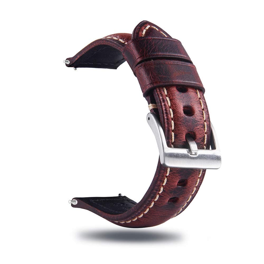 BerfineQuick Release Retro Leather Watch Band,Vintage Pull-up Leather Watch Strap