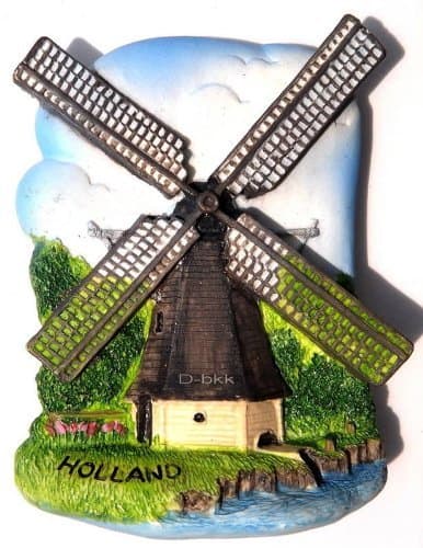 WitnyStore Tiny 2⅝" Dutch Windmill Netherlands Magnet - Miniature Hand Made Resin 3D Europe Landmark Tourist Attraction Decorative Refrigerator Fridge Magnets Décor Collectible Traveler Souvenir Gifts