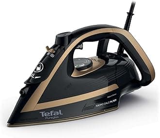 Tefal Puregliss Steam Iron 3000W, 280 g/min Steam Boost, 50g/min Continuous Steam, 270ml Water Tank, Durilium Non Stick Soleplate, Auto Off Anti Drip, FV8064G0