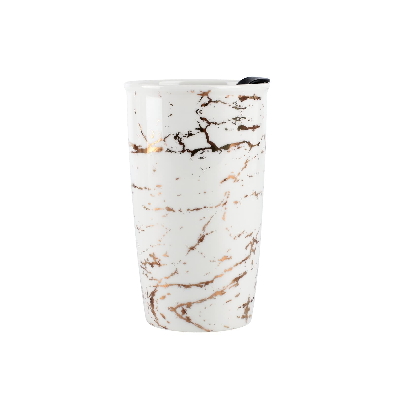 Ceramic Double Layer Travel Cup Gold Foil Pattern
