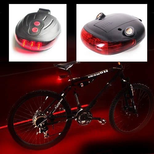 Powerful 5 LED Bicycle 2 Laser Lane Tail Light Road Safety for Bike
