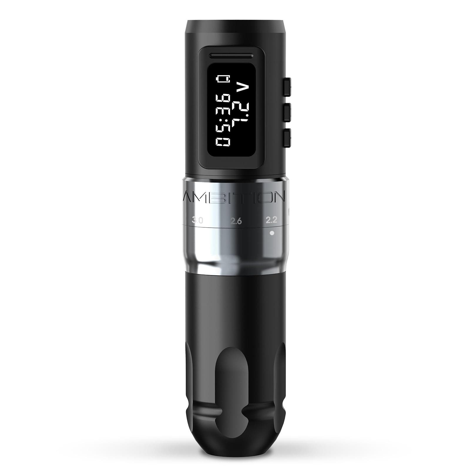 Ambition MARS-U Wireless Tattoo Machine with Adjustable Stroke - Rotary Cartridge Tattoo Machine Pen with 1800mAh Power Coreless Motor Digital LED Display for Professional Tattoo Artist Grey
