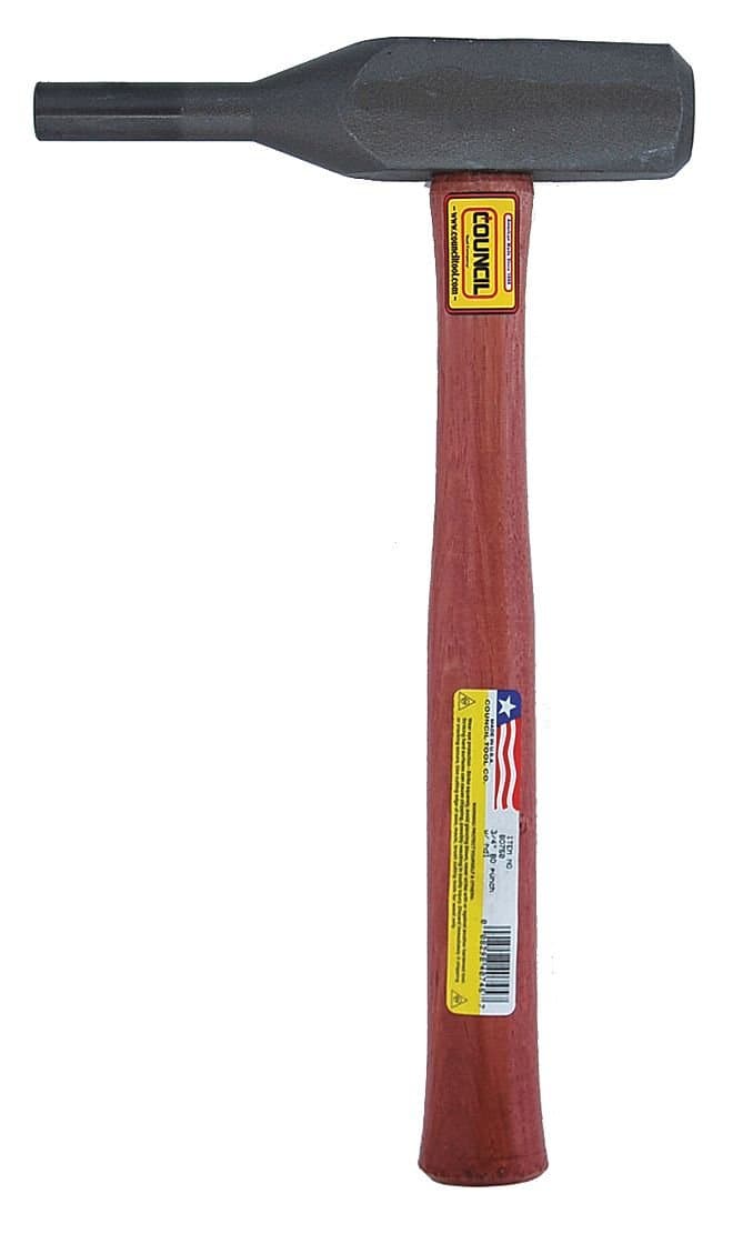 Council ToolBack-Out Punch - 1/2" Diameter B&O Hammer with 15" Wooden Handle & Forged Steel Head - BO500