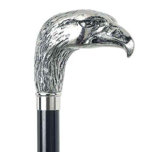 DelfaWalking-Stick Silver-Coloured Eagle, Cane with 35.5 inches, Elegant Shape