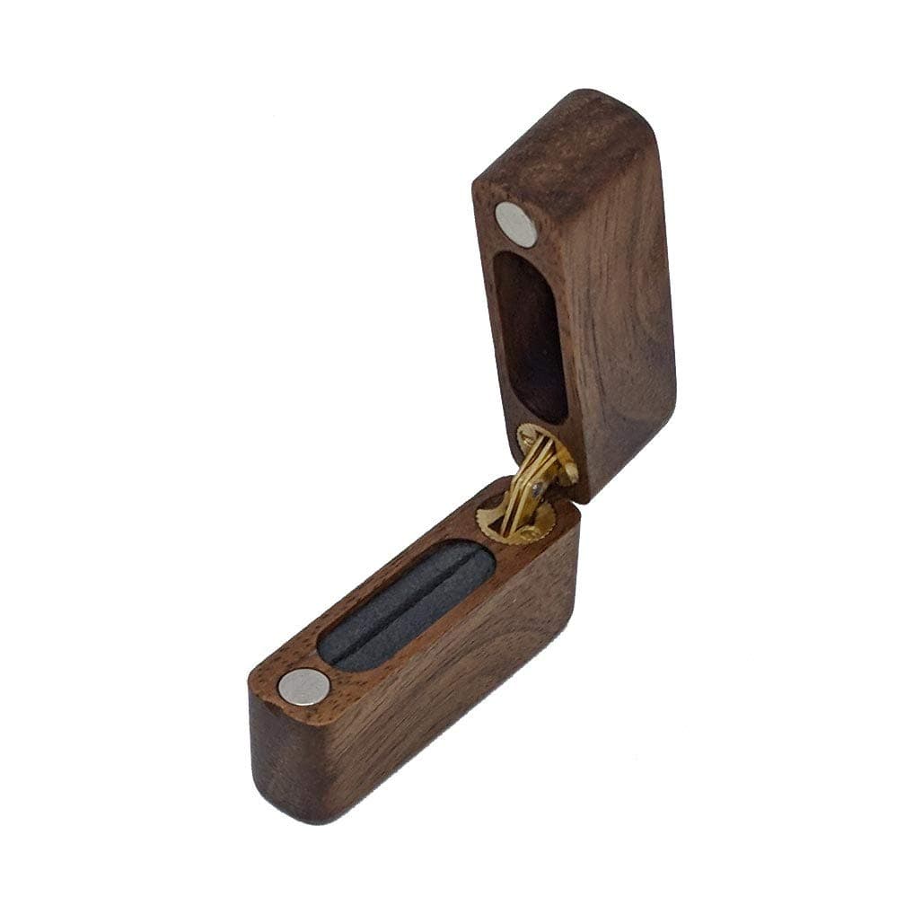 Concealable Slim Ring Box: Wood Finish with Hinge - Made in The USA