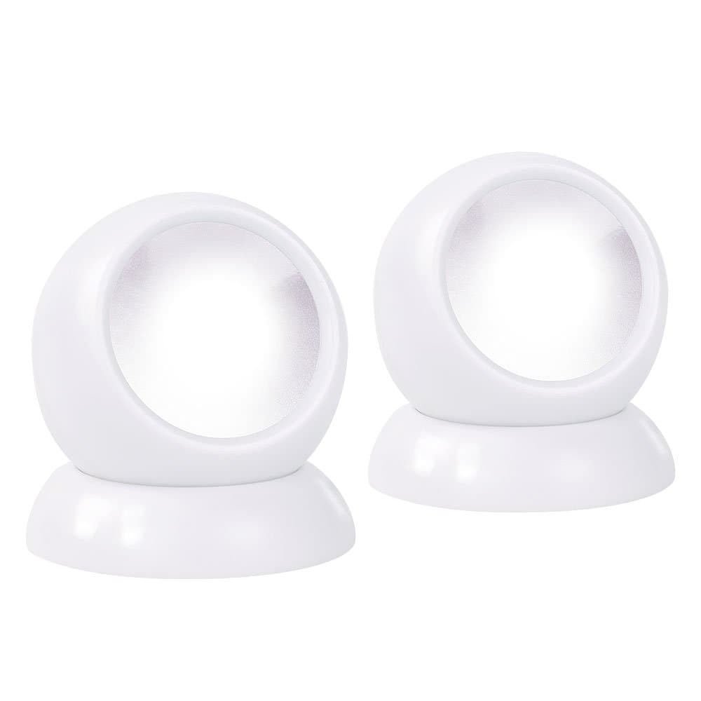 Dream Master Tap Light Battery Operated LED Night Light Mount-on Anywhere COB 360 Rotating Circle Light with Magnetic Base (2 Pack)