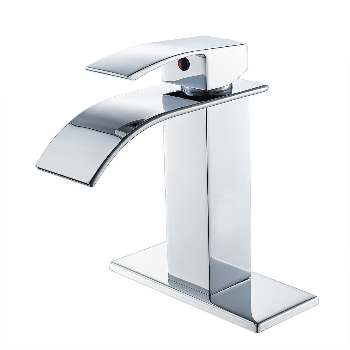 VOTON-A1527C Single Handle Single Hole Waterfall Bathroom Vanity Sink Faucet, Oversized Rectangular Spout (Chrome)