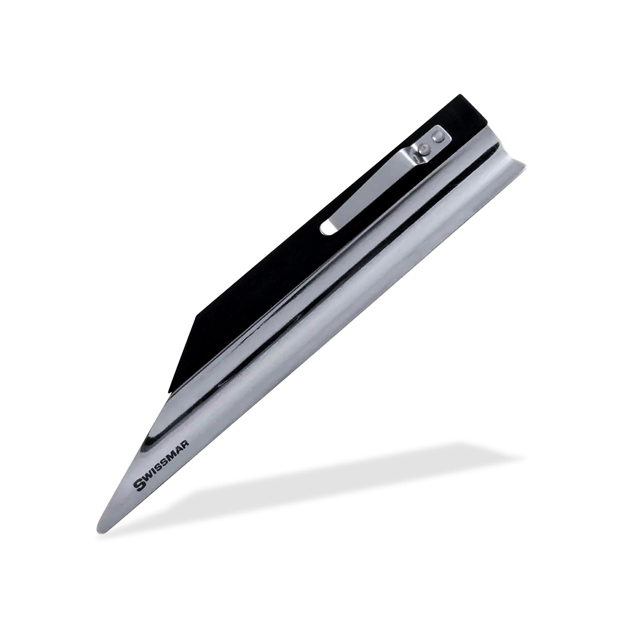 Swissmar Crumb Sweeper - Essential Countertop Table and Kitchen Accessory - Stainless Steel Food Scraper Tool for Restaurants, Usually Used by The Waiters, Waitress, and Servers - Black Pakkawood