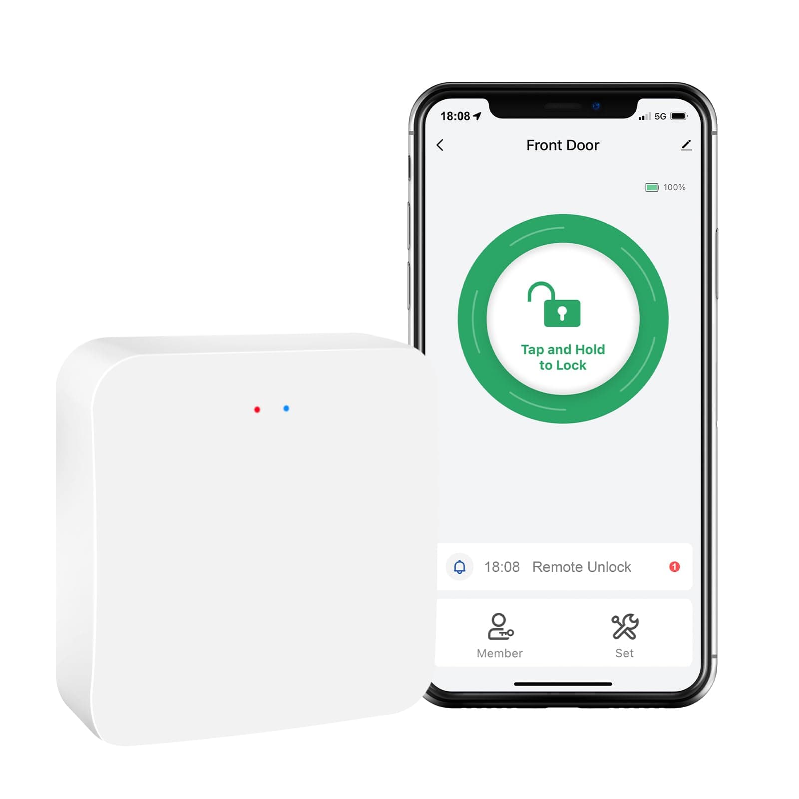 Yamiry WiFi Gateway for YR01 YR05 Smart Lock with Handle,Compatible with Nice Digi App, Remotely Control Keyless Entry Door Lock,Compatible with Alexa to Voice Control Smart Door Lock