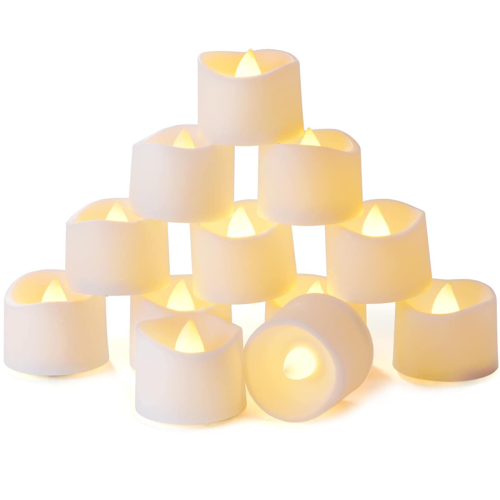 Homemory Timer Tea Lights Candles Battery Operated, 6H Timer Built-in, Auto On Daily, Flameless LED Tealight Votives for Table Centerpieces, Lantern, Holiday Decor, Warm Lamp, No Remote, 12-Pack