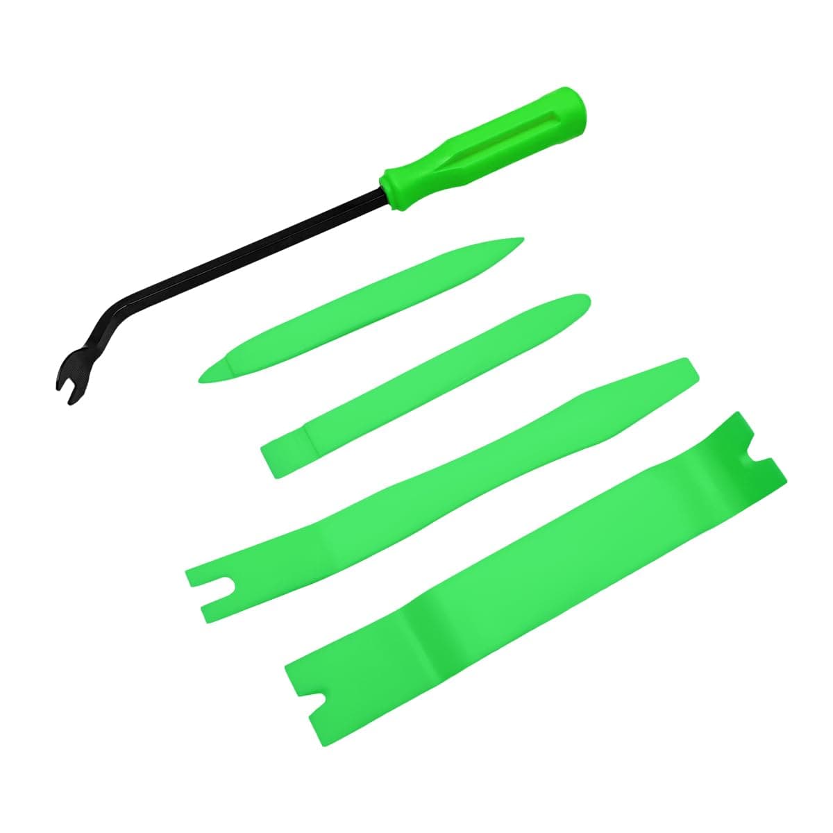 Ziciner 5 PCS Auto Trim Removal Tool Kit, No Scratch Car Door Panel Removal Tool, Plastic Clip Fastener Remover Pry Tool Set for Audio Dashboard Dismantle, Car Accessories (Green)