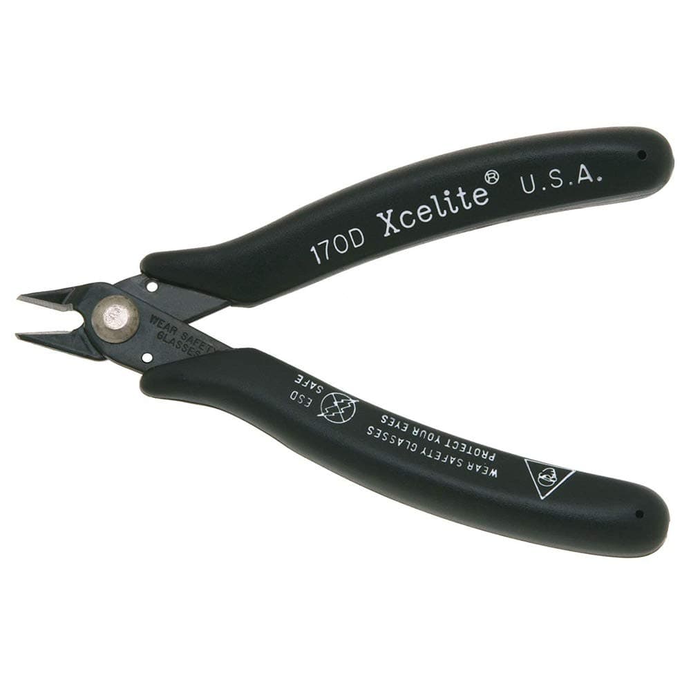 Xcelite170D General Purpose Shearcutter, Diagonal, Flush Jaw, 5" Length, 3/4" Jaw length, Static Dissapative Black Grip
