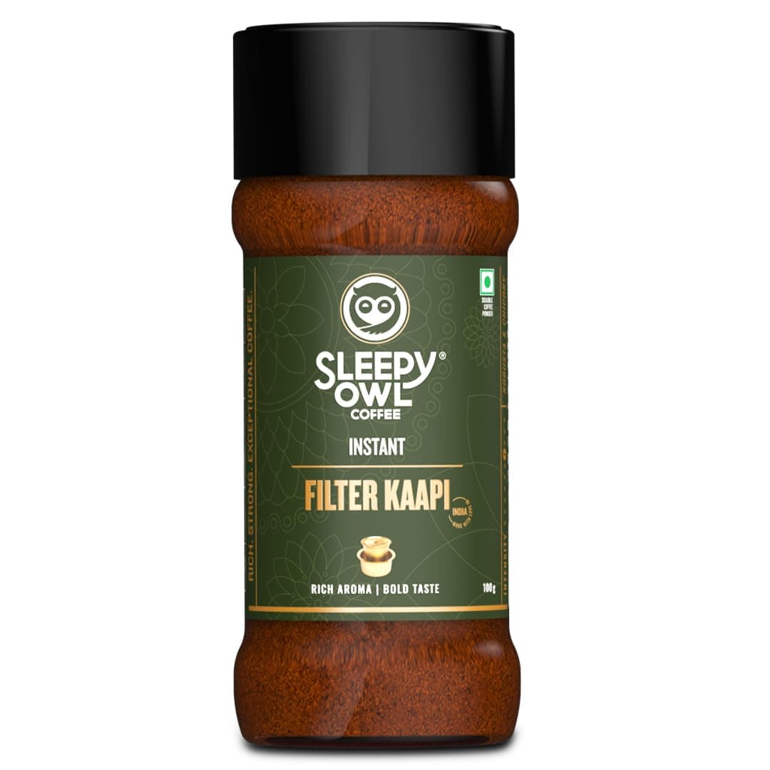 Sleepy Owl 100gm Filter Kaapi Premium Instant Coffee | Authentic Robusta & Chicory Blend | Filter Coffee Powder | Have It Milky & Frothy | Makes 50 Cups | Ready in Seconds