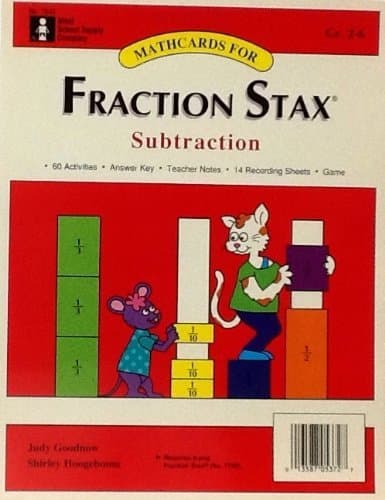Mathcards for Fraction Stax ~ Subtraction ~ Grades 2-6 ~ Requires 9-Peg Fraction Stax #7749