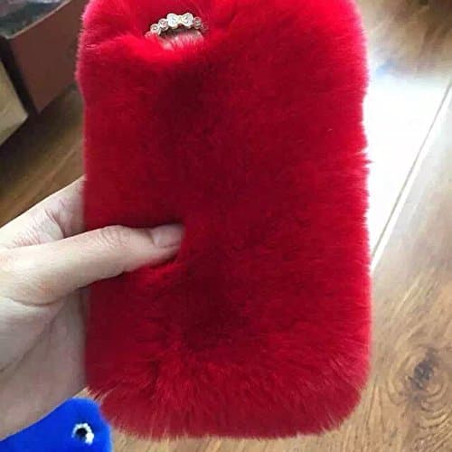 Red Rabbit Fur iPhone Accessories Fluffy Phone Case for iphone5 5s iphone 6 6s iphone 6 6s plus