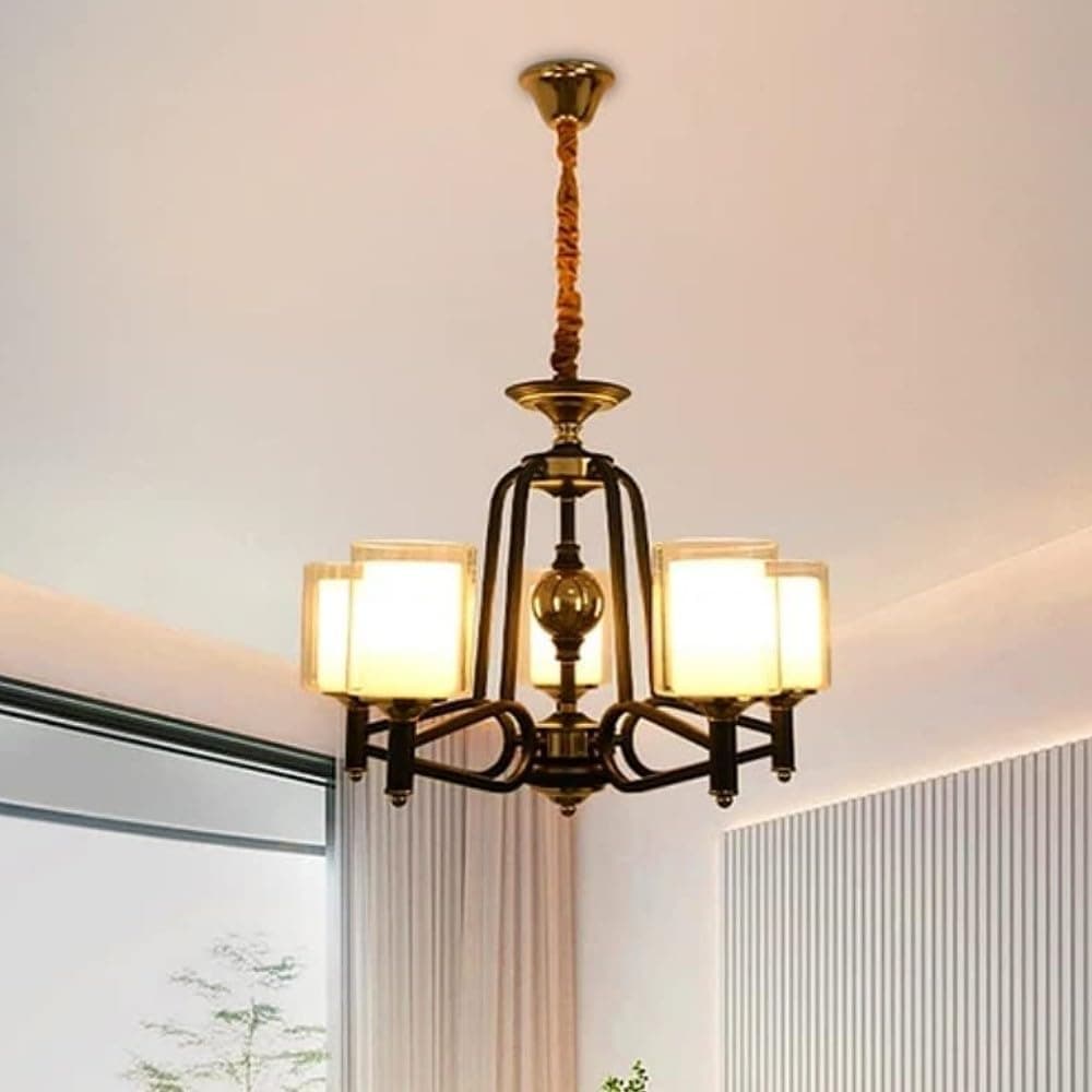 5-Light Chandelier Black and Gold