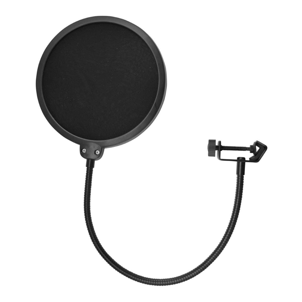 Gadget-Wagon Pop Filter Nylon Mesh Mic Stand Mounting Bracket with Flexible Goose Neck Wind Screen Filtration (Black)