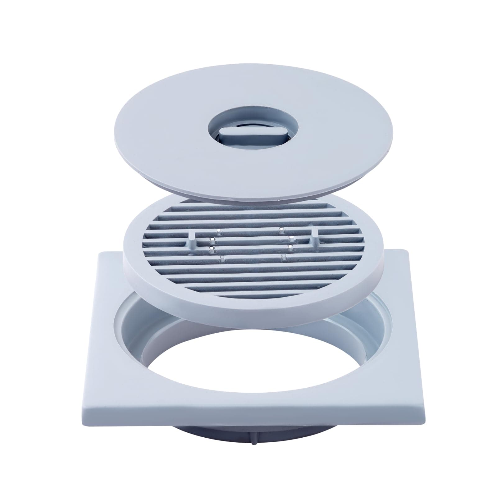 New Ware Square 3 Pc 6 * 6 PVC Bathroom Jali/Trap Floor Drain Water Drain Grating (Gray)