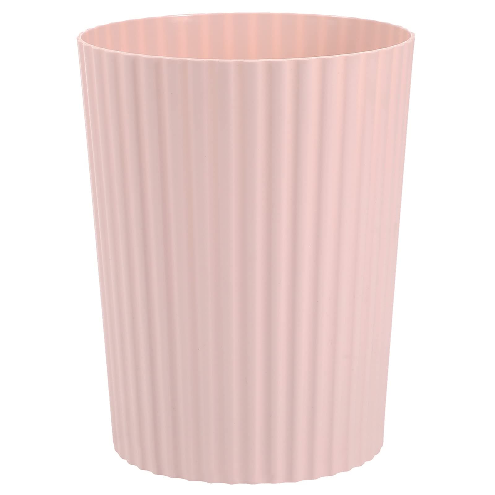 Small Trash Can Plastic Wastebasket Round Garbage Container Bin for Bathroom, Kitchen, Bedroom, Home Office, College Dorm, Pink