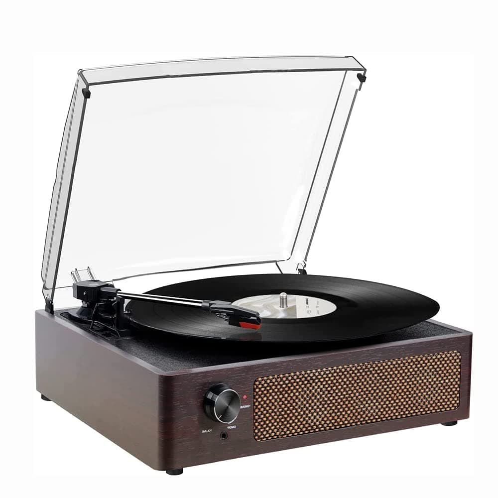 Vinyl Record Player Turntable with Built-in Bluetooth Receiver & 2 Stereo Speakers, 3 Speed 3 Size Portable Retro Record Player for Home Decoration and Entertainment