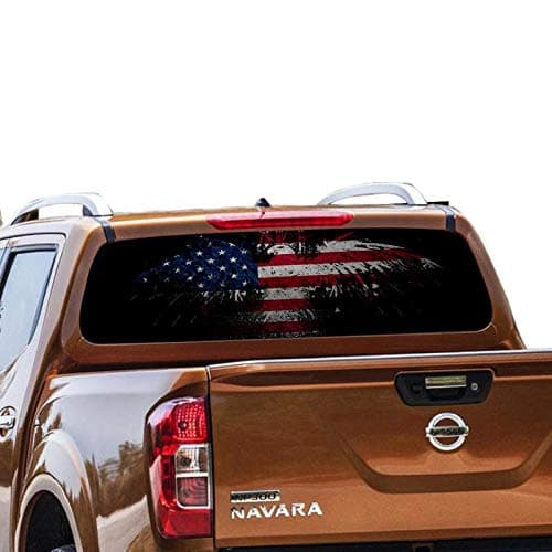 Rear Window Perforated See Thru Graphic Eagle 3 Decal Sticker Compatible with Nissan Navara NP300