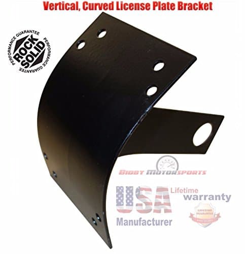 Side Mount Motorcycle Licence Plate Bracket Curved Black 1" Axle