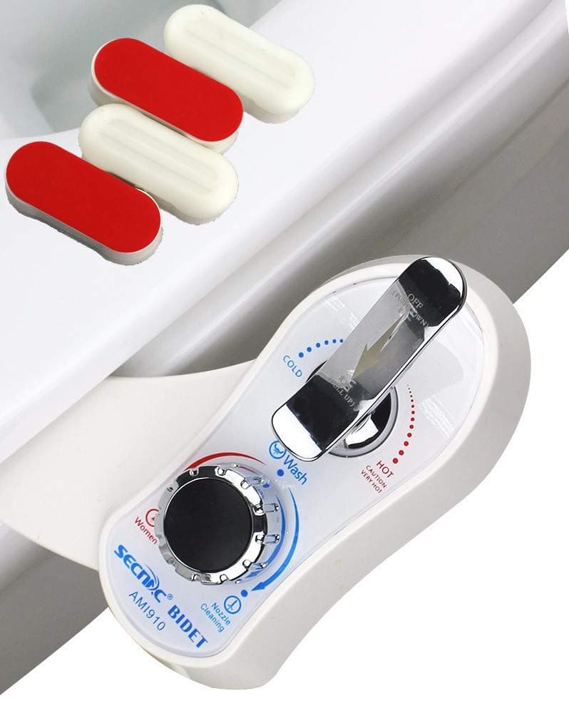 Bidet Toilet Attachment, Self Cleaning, Hot and Cold Function, Ergonomic Lever, Feminine (Front) and Back Clean, Easy DIY installation, Non-Electrical, INCLUDES BUMPERS