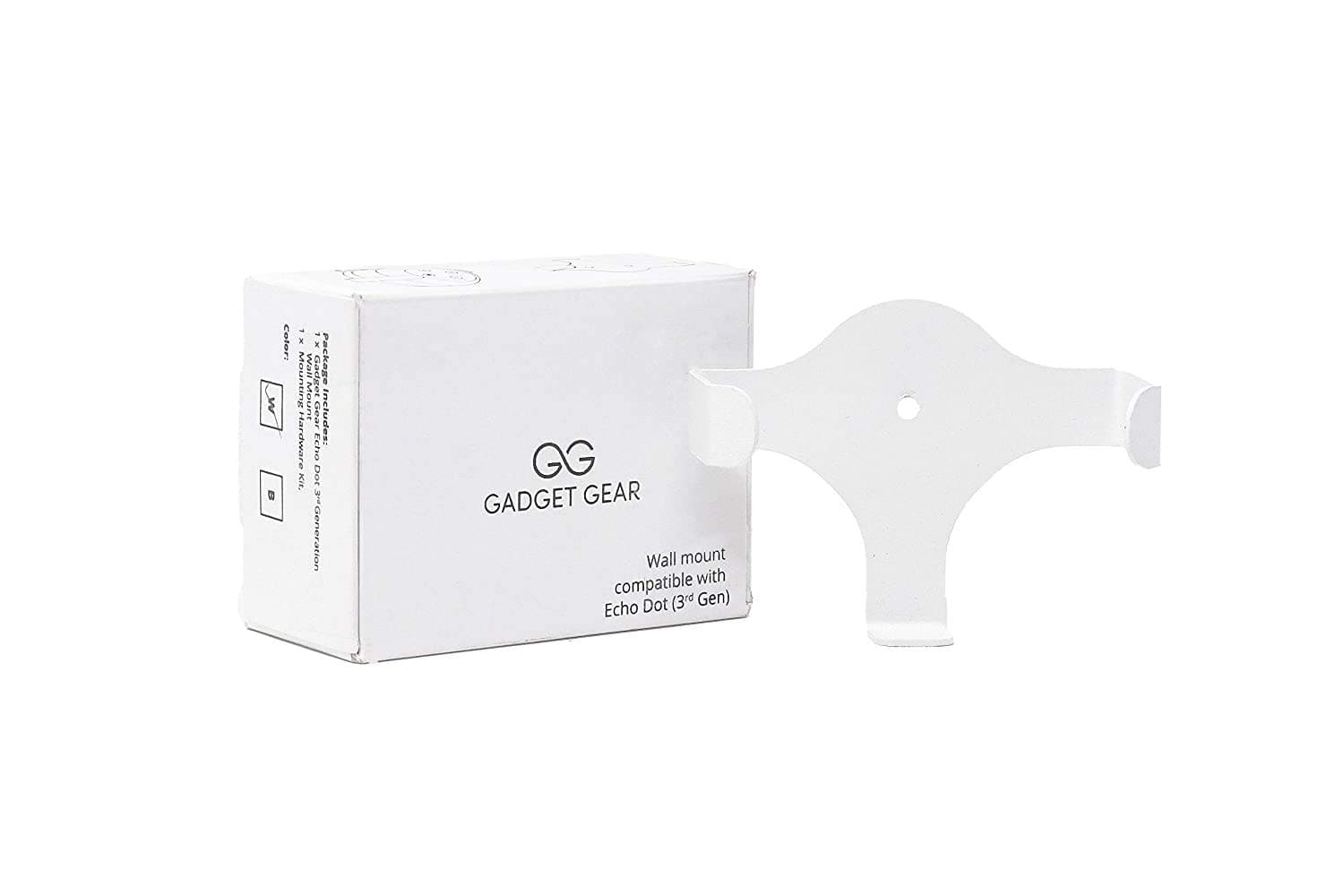 Gadget Gear Metal Wall Mount Echo Dot 3rd Generation Holder Bracket Case Stand for Smart Home Speaker Assistant (White)