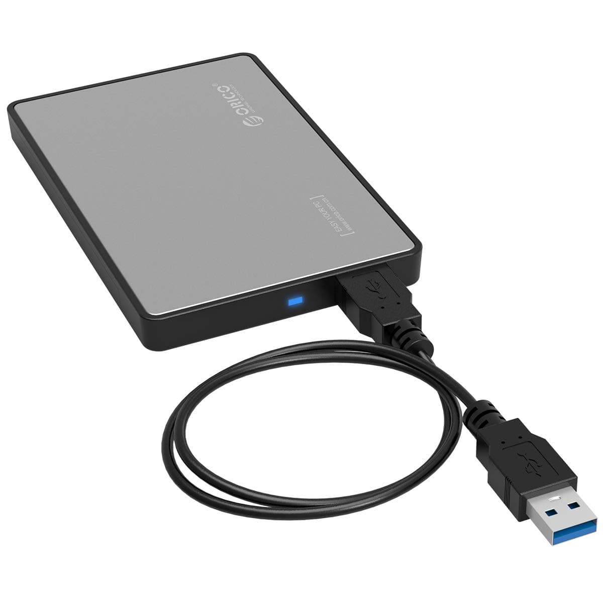 ORICO2.5 inch USB 3.0 External SATA III SSD Hard Drive Enclosure with UASP for SATA 6 Gbps Portable External HDD (Silver Case)