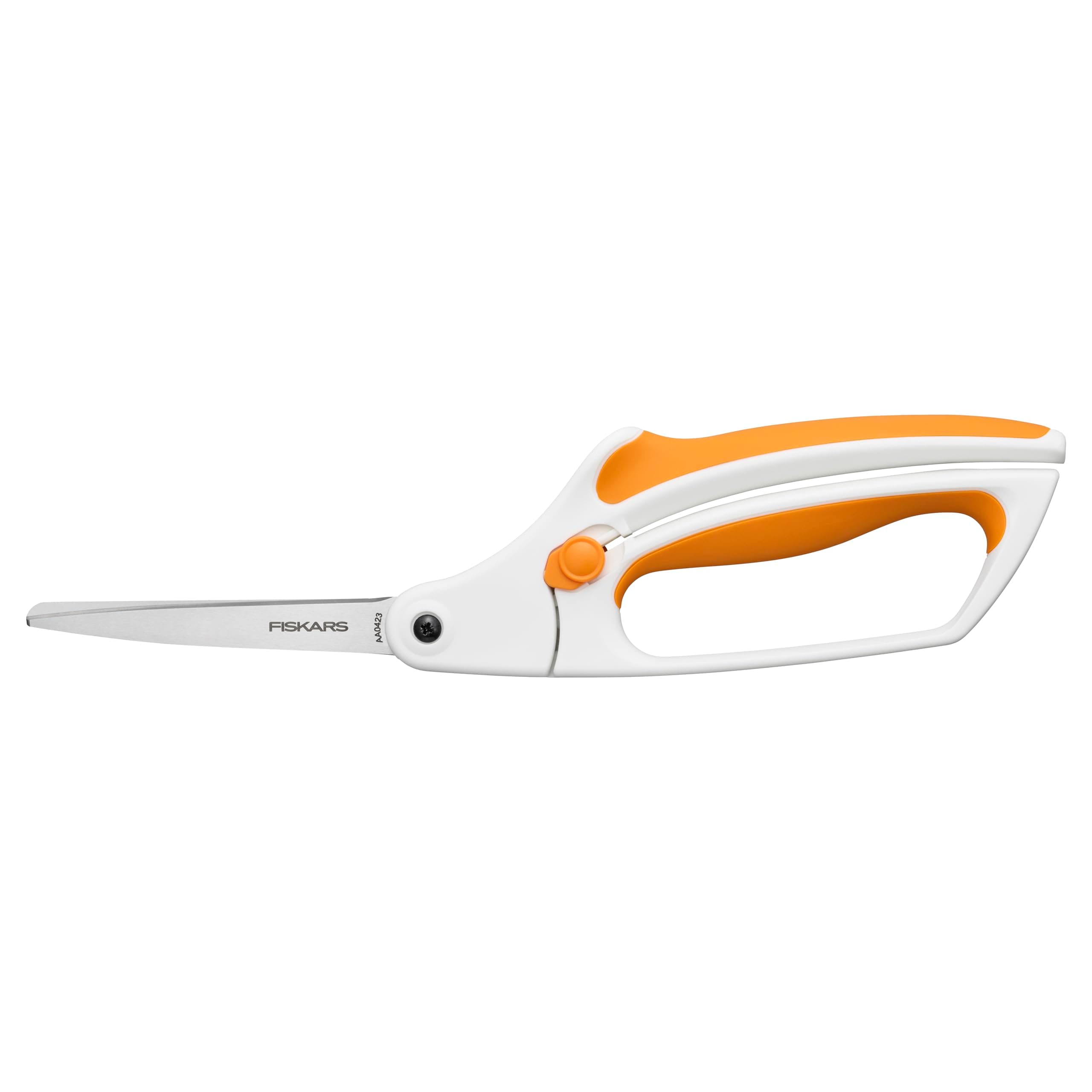 Easy Action Scissors, No. 8, Spring-Assisted & SoftGrip Bent Handle Reduces Hand Fatigue, Precision Stainless Steel Blades for Clean Tabletop Cutting, Ambidextrous Design, Stainless Steel