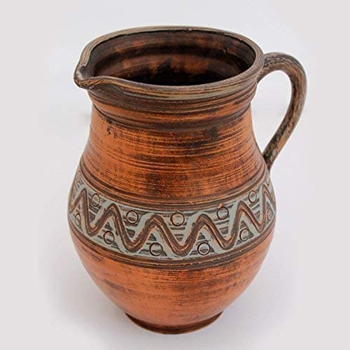 Ceramic Handmade Pitcher Rustic Clay Pottery Cookware Kitchenware Table Top Kitchen Storage Eco Friendly Containers Pots Volume 1l