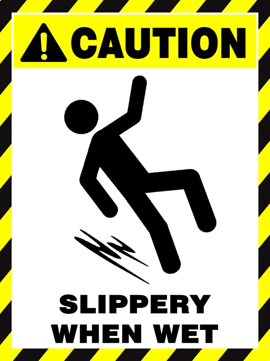 Caution Slippery when wet Sign Sticker (Indoor use Only)