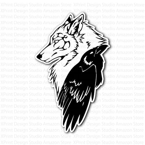 Wolf Head and Celtic Crow Auto Car Bumper Window Sticker