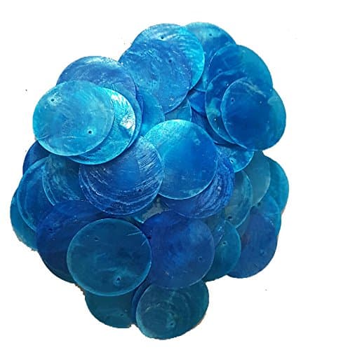 50 Round Capiz Shell Discs 1.5" (Two Holes) (Blue)