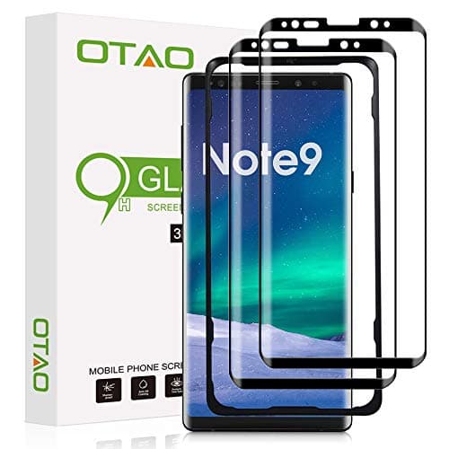 OTAO(2 Pack) Tempered Glass Screen Protector for Samsung Galaxy Note 9 3D Curved Dot Matrix with Easy Installation Tray (Full Coverage)