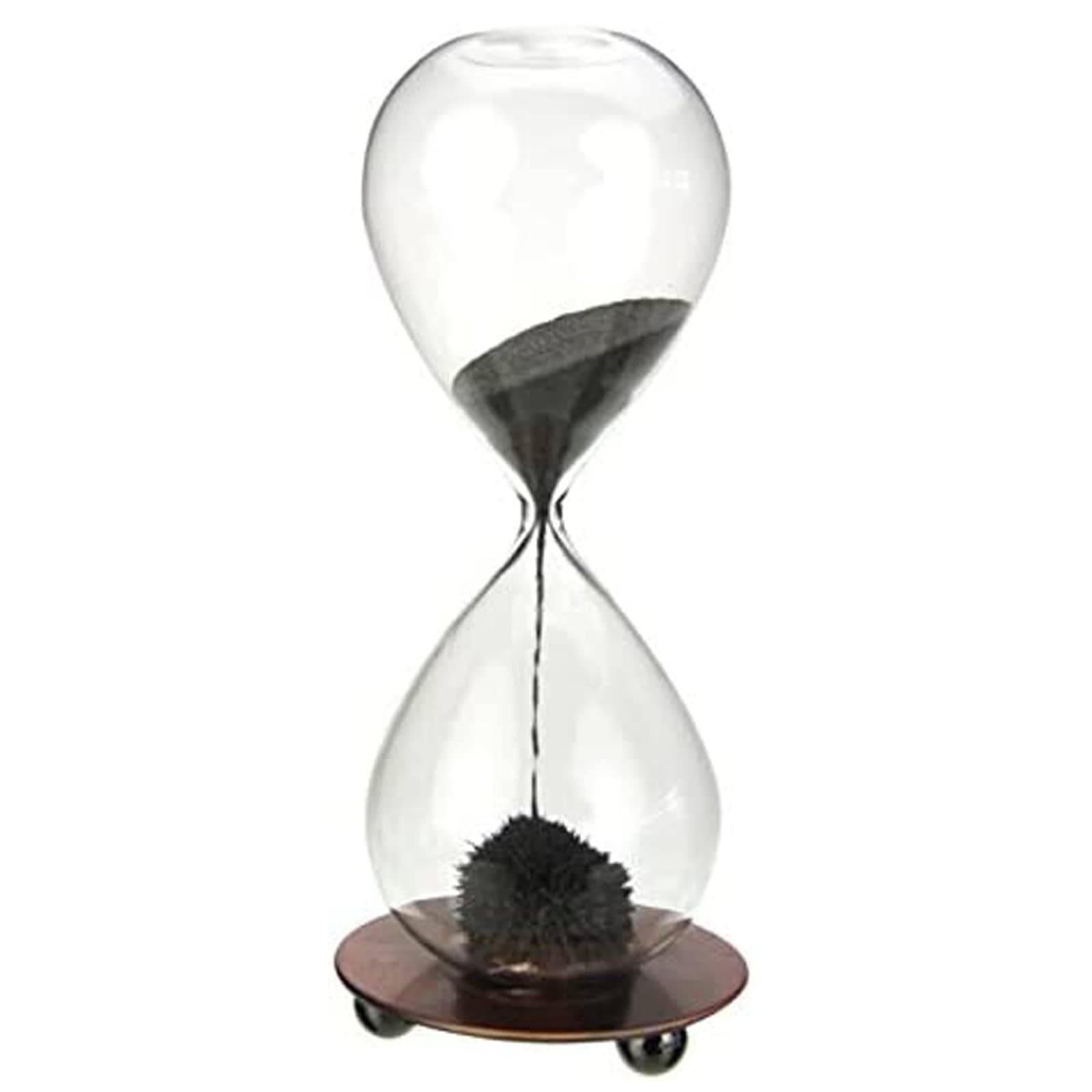Magnetic Hourglass Decorative Sand Timer with a Iron Base for Desk Decoration Black