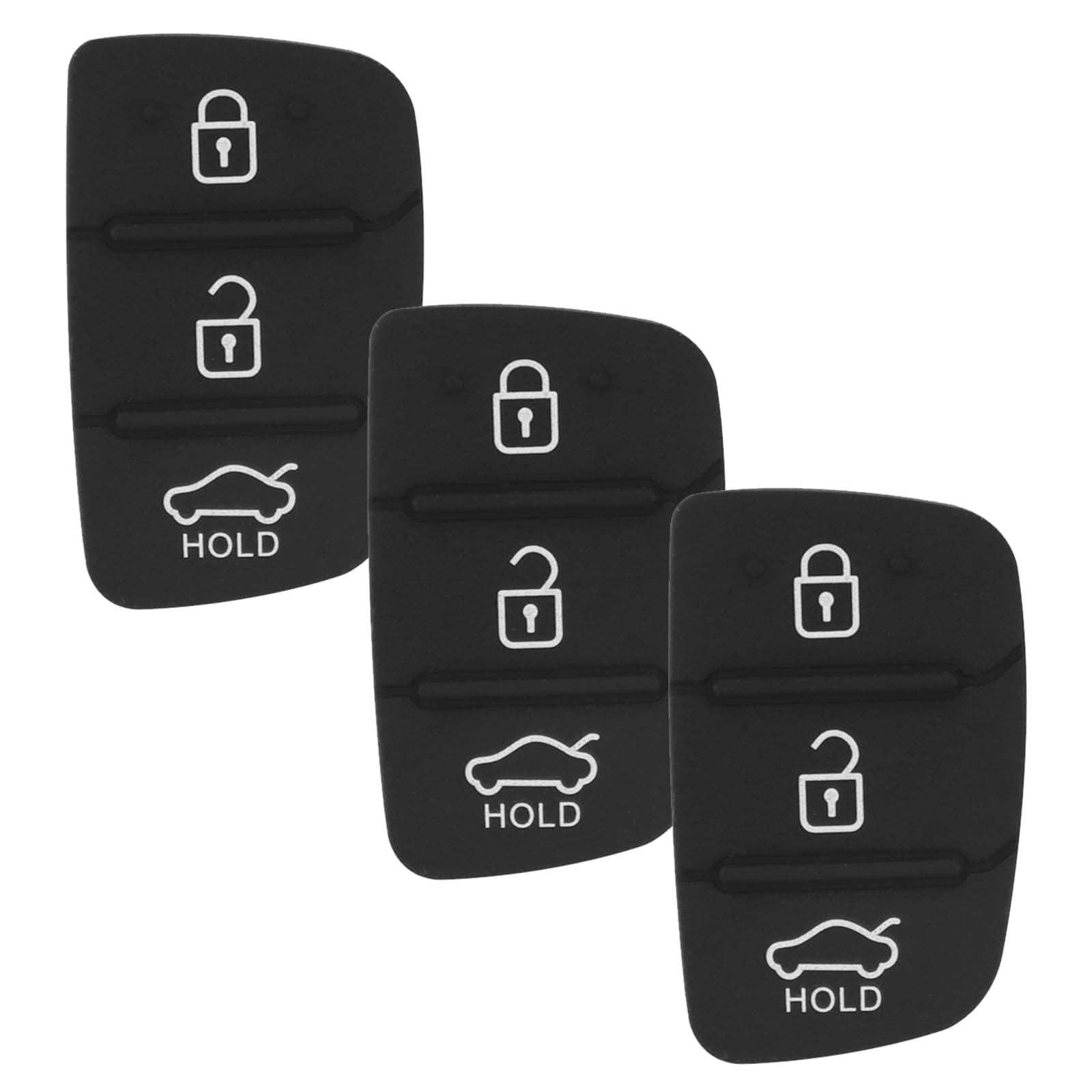 3 Button Key Fob Rubber Pad Replacement Compatible with Hyundai i40 i30 i20 i10 ix20 ix30 ix35 Santa Fe Tucson Elantra Accent Car Remote Control Flip Key Fob Shell Case Buttons Cover - 3 Pack
