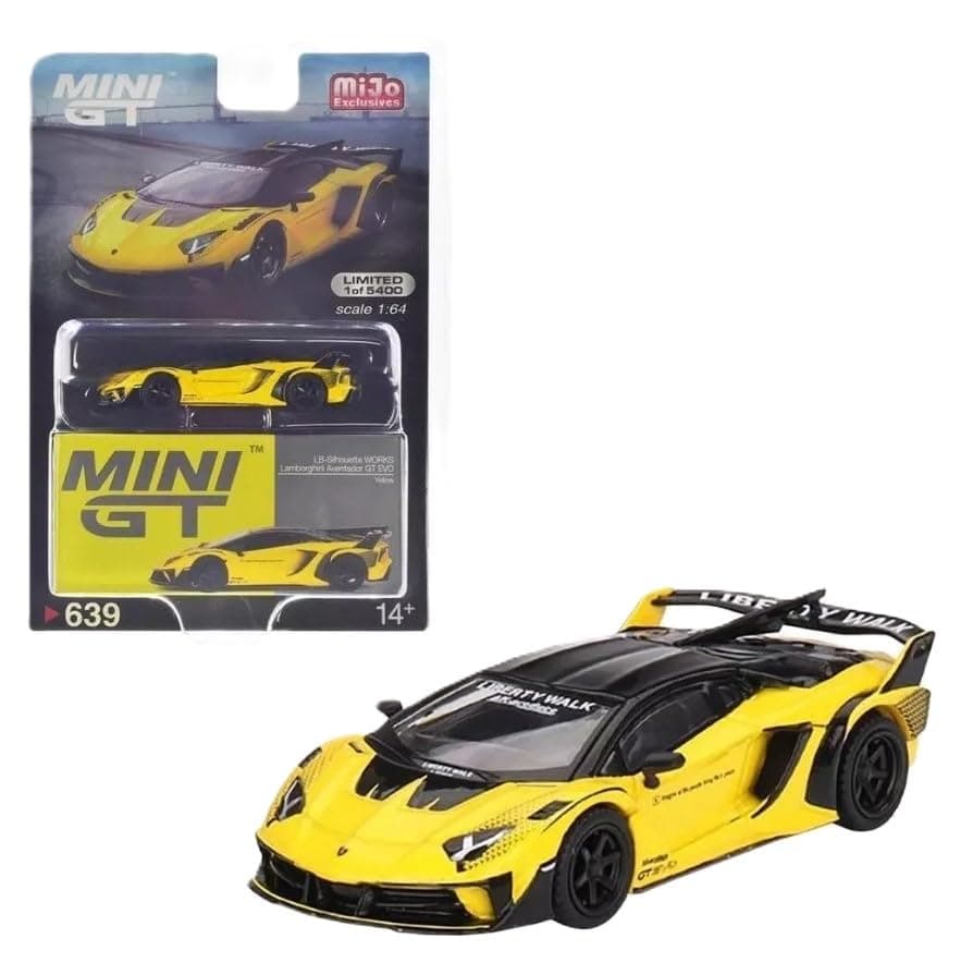 True Scale Miniatures Model Car Compatible with LB-Silhouette Works Lamborghini Aventador GT EVO Yellow1/64 Diecast Model Car MGT00639