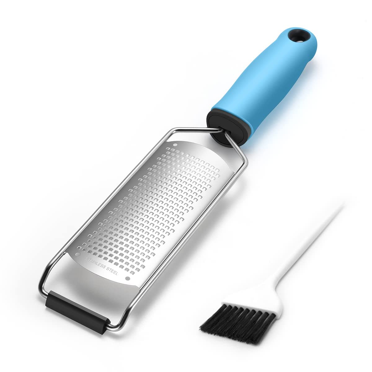 Chef Quality Zester Grater - Handheld Kitchen Rasp with Fine Hole Blade - Perfect for Cheese, Lemon, Citrus, Lime, Ginger, Garlic, Chocolate, and More (Blue)