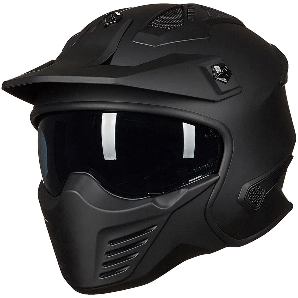 ILM Open Face Motorcycle 3/4 Half Helmet for Dirt Bike Moped ATV UTV Motocross Electric Cruiser Scooter DOT Model 726X(Matte Black,XL)