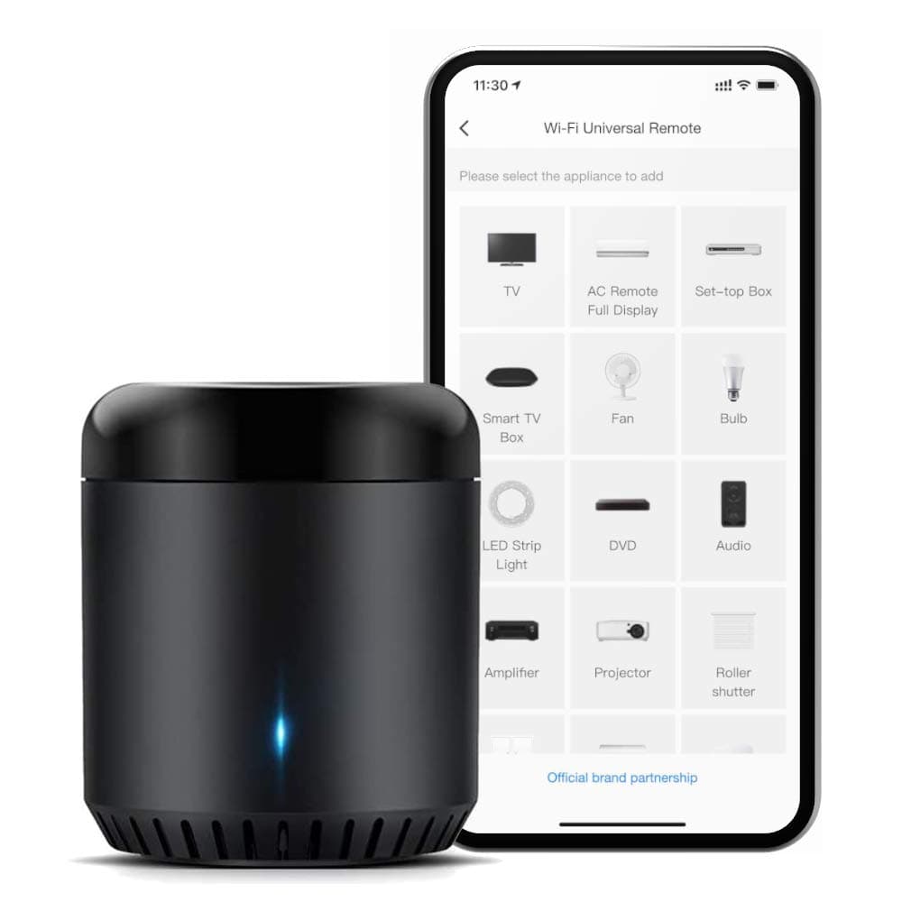 Broadlink RM-Mini3 Black Bean Universal Remote Wi-Fi + IR Controller App Control Compatible with Alexa - Support 80,000+ IR Controlled Home Devices TVs, Air Condition, DVD