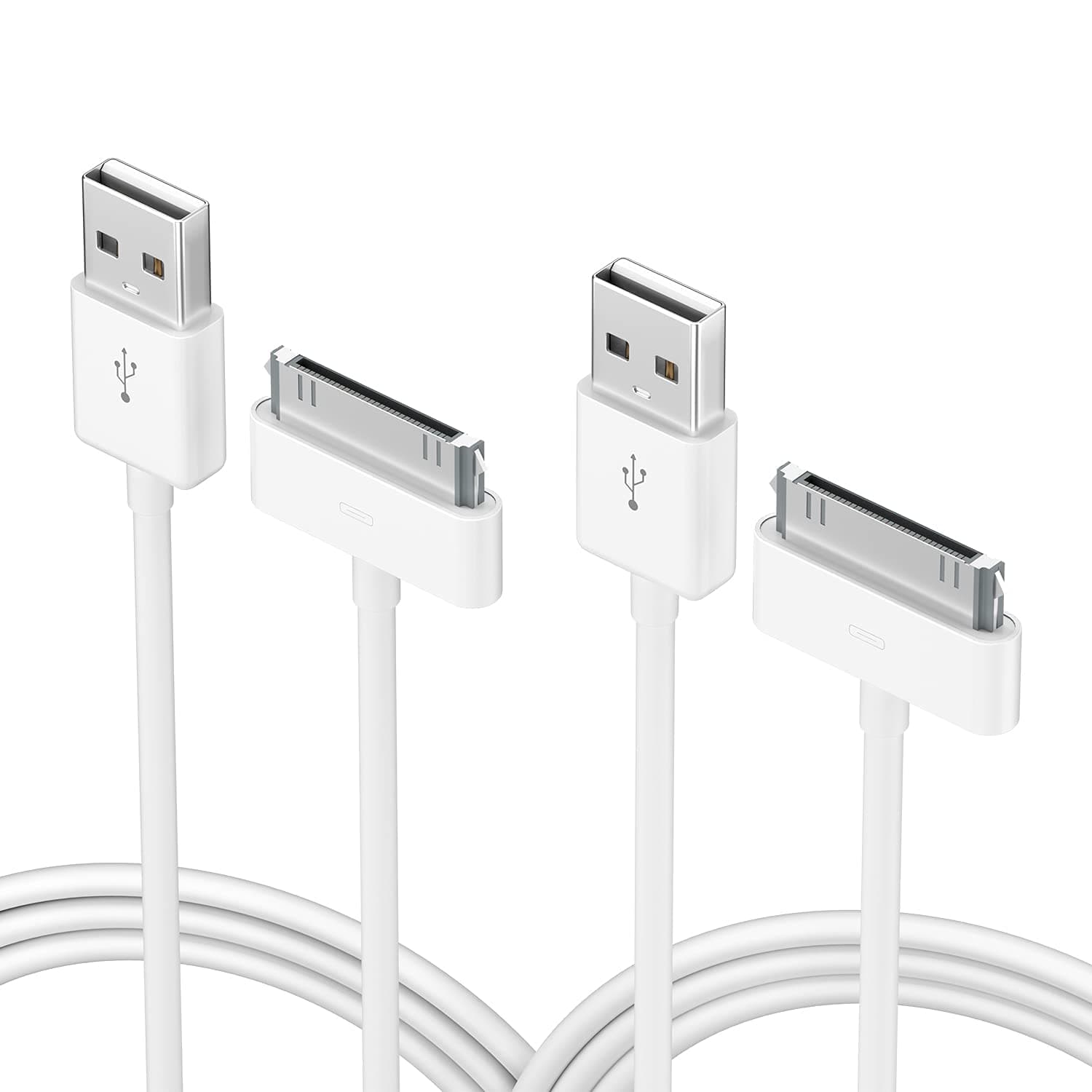 Apple Certified 30 Pin USB Charging Cable, UPoweradd 4.0ft USB Sync Charging Cord iPhone Compatible for 4 4s 3G 3GS iPad 1 2 3 iPod Touch Nano White (2 PCS)