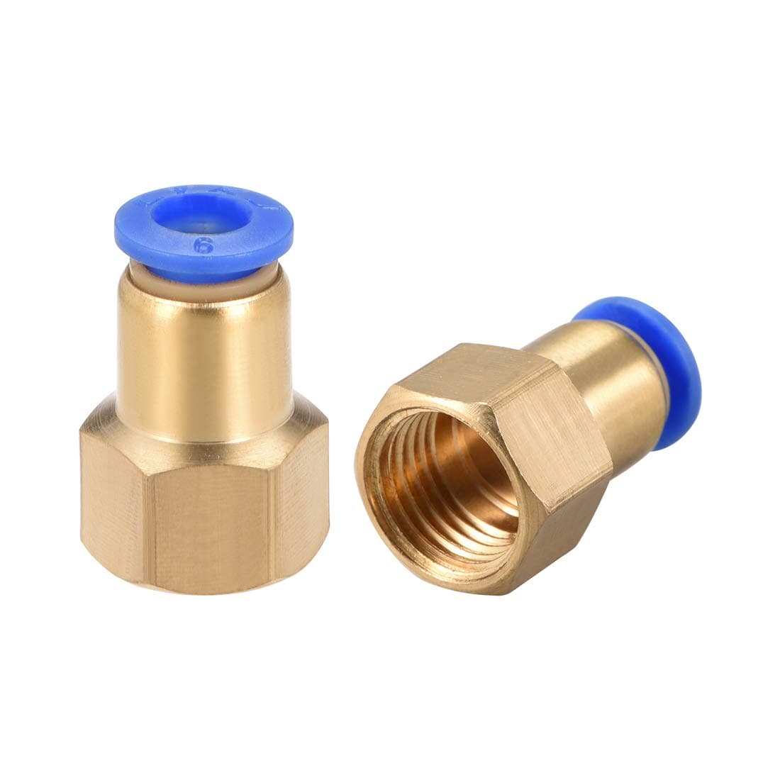 uxcell sourcing map Push to Connect Tube Fitting Adapter 6mm Tube OD x G1/4" Female Straight Pneumatic Connecter Connect Pipe Fitting 2pcs