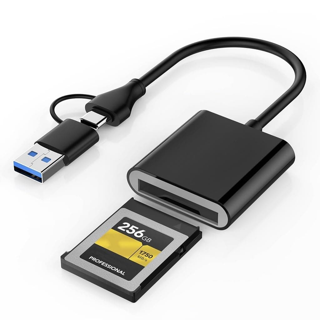 Verilux® 2-in-1 Card Reader, Type C/USB 3.2 (Gen 2) 10Gbps High-Speed Reader for CFexpress Type B Memory Cards, Compatible with Windows/Mac/Linux/iOS/Android for iPhone 17/16/15, Laptops