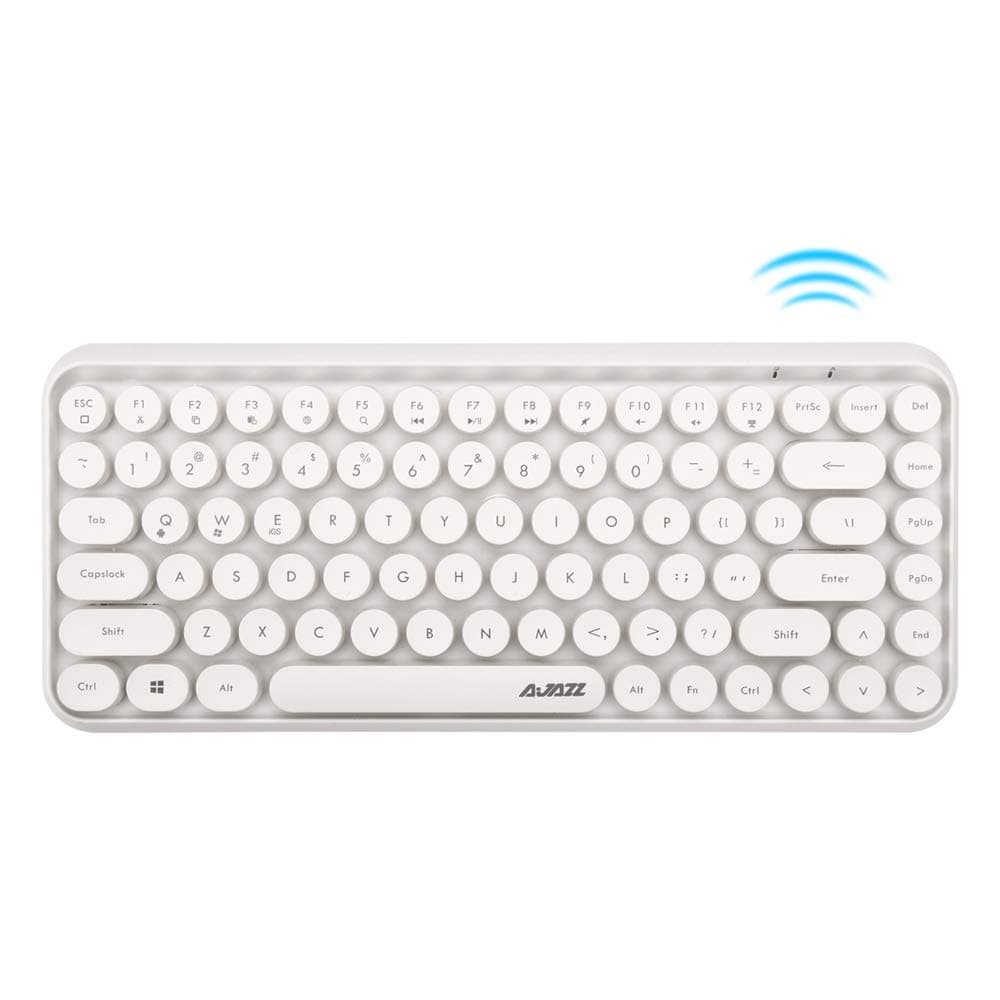 Ajazz Wireless Keyboard,Ajazz 308i Bluetooth Keyboard Round Key Cap 10m Bluetooth Connection 84 Keys for Windows 2000, Windows XP, Windows ME, Windows VISTA, Windows 7/8/10 (White)