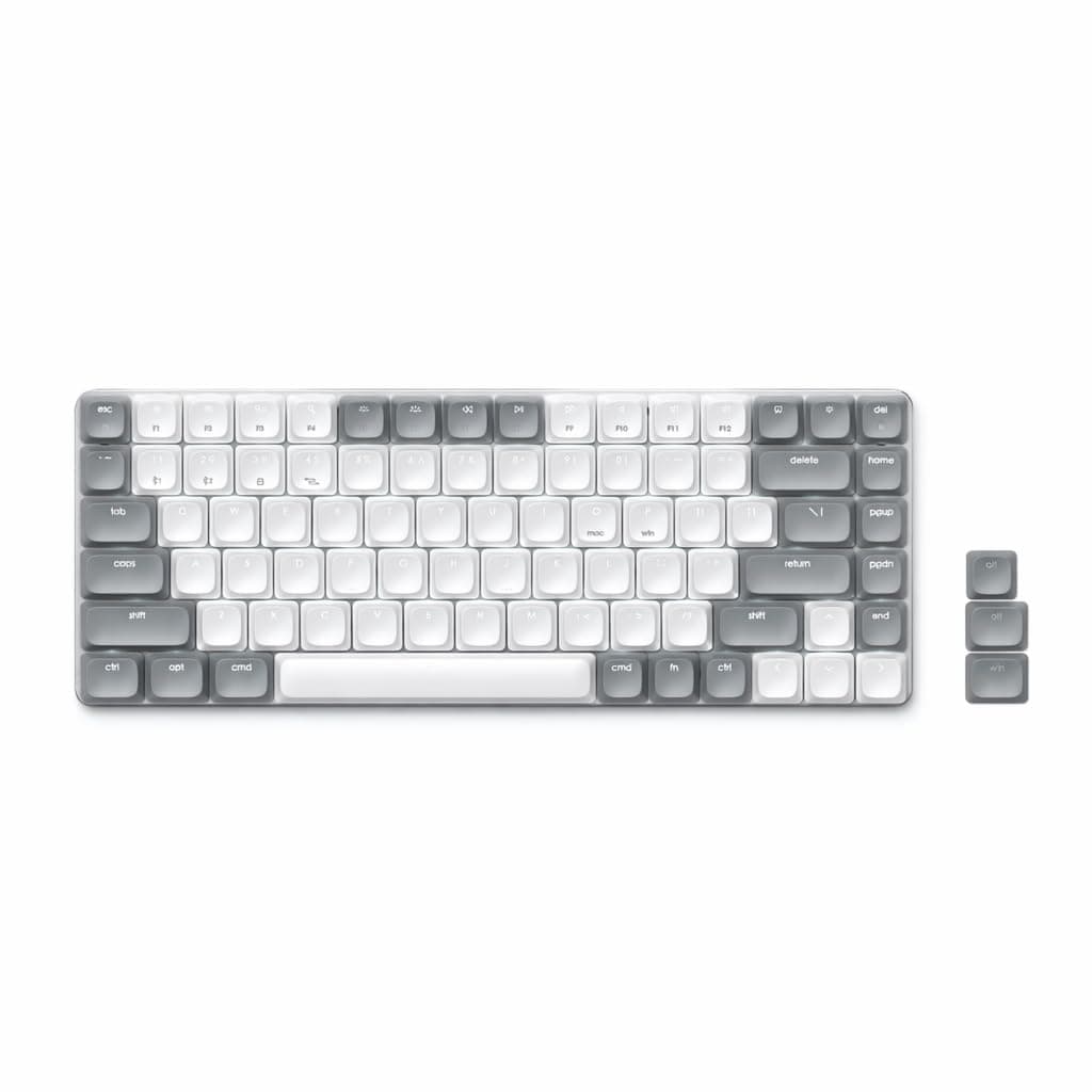 Satechi SM1 75% Mechanical Keyboard for Mac and Windows, LED Backlit Bluetooth Keyboard, 84 Keys Compact Wireless, Gaming, for Mac and Windows - Light Gray/White