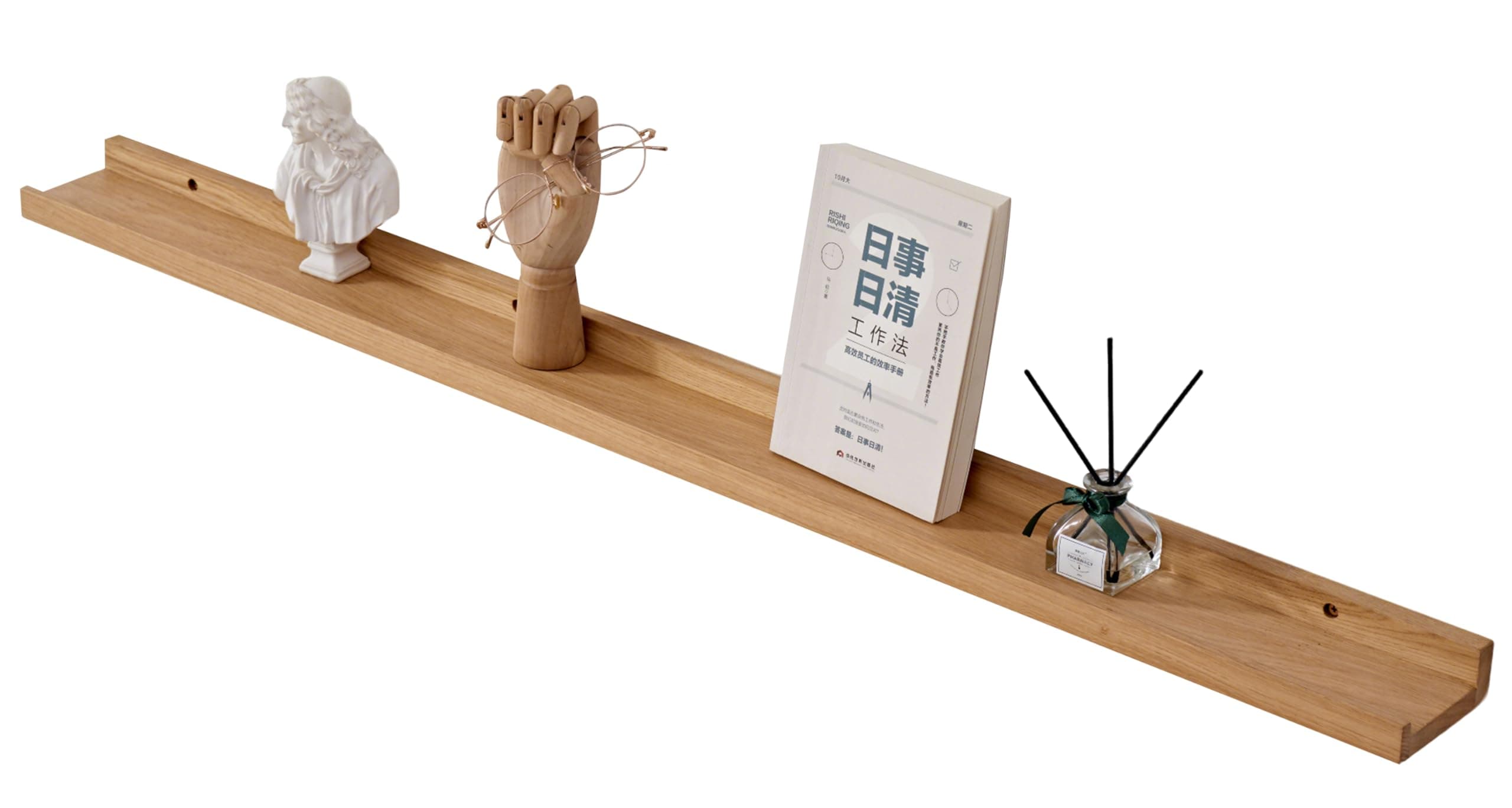 Floating Shelf, 120cm Solid Oak Wood Rustic Shelves Wall mounted Picture Ledge Shelves with lip radiator shelf Display Shelving For Living Room, Kitchen, Bedroom