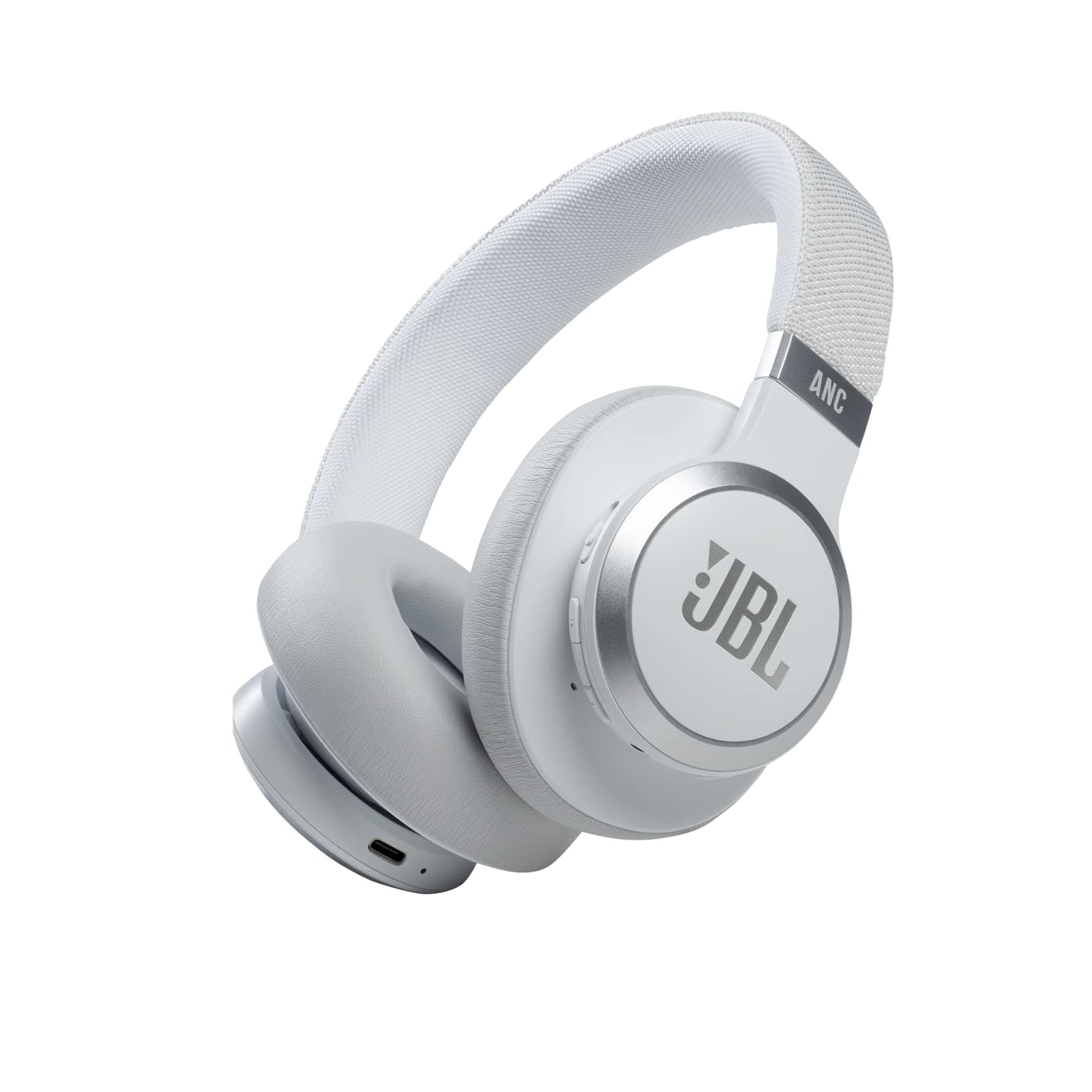 JBL Live 660 NC Wireless Over-Ear Bluetooth Headphones with Active Noise-Cancelling Technology, Up to 50 Hours Battery Life, White