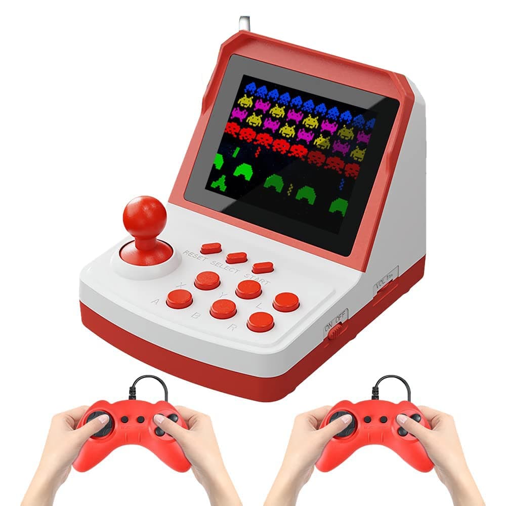 MAKINGTEC A6 Plus Mini Handheld Game Console 3.5 inch Arcade Style Emulator Portable Games Console Preinstalled Classic FC Games Built-in Rechargeable Battery for Kids Teens Gift 2 Players