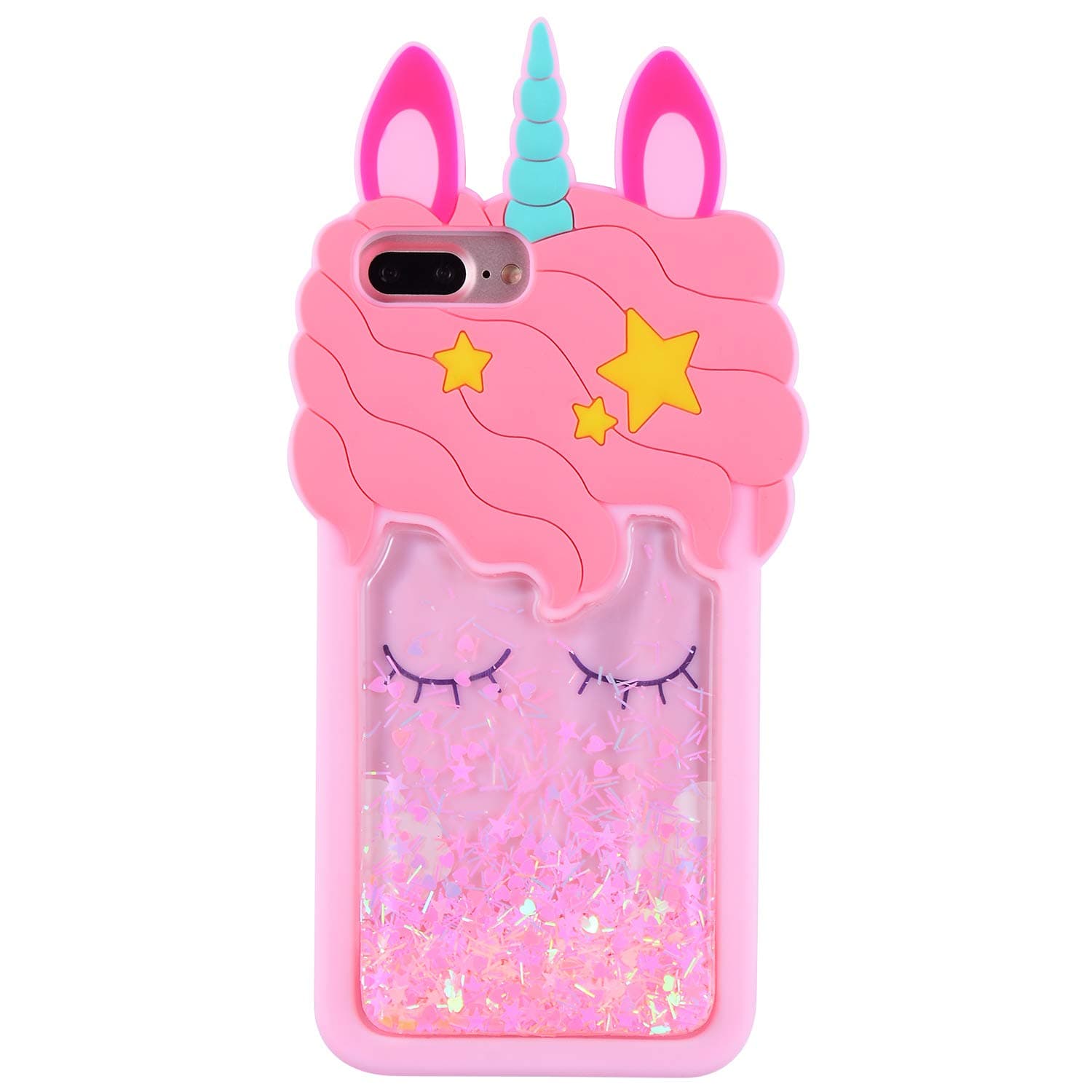Mulafnxal Quicksand Unicorn Case for iPhone 8 Plus/7 Plus/6/6s Plus+,Soft Silicone 3D Cartoon Animal Cover,Kids Girls Cute Cool Bling Glitter Kawaii Character Cases Protector for iPhone 6 7 8Plus 5.5"